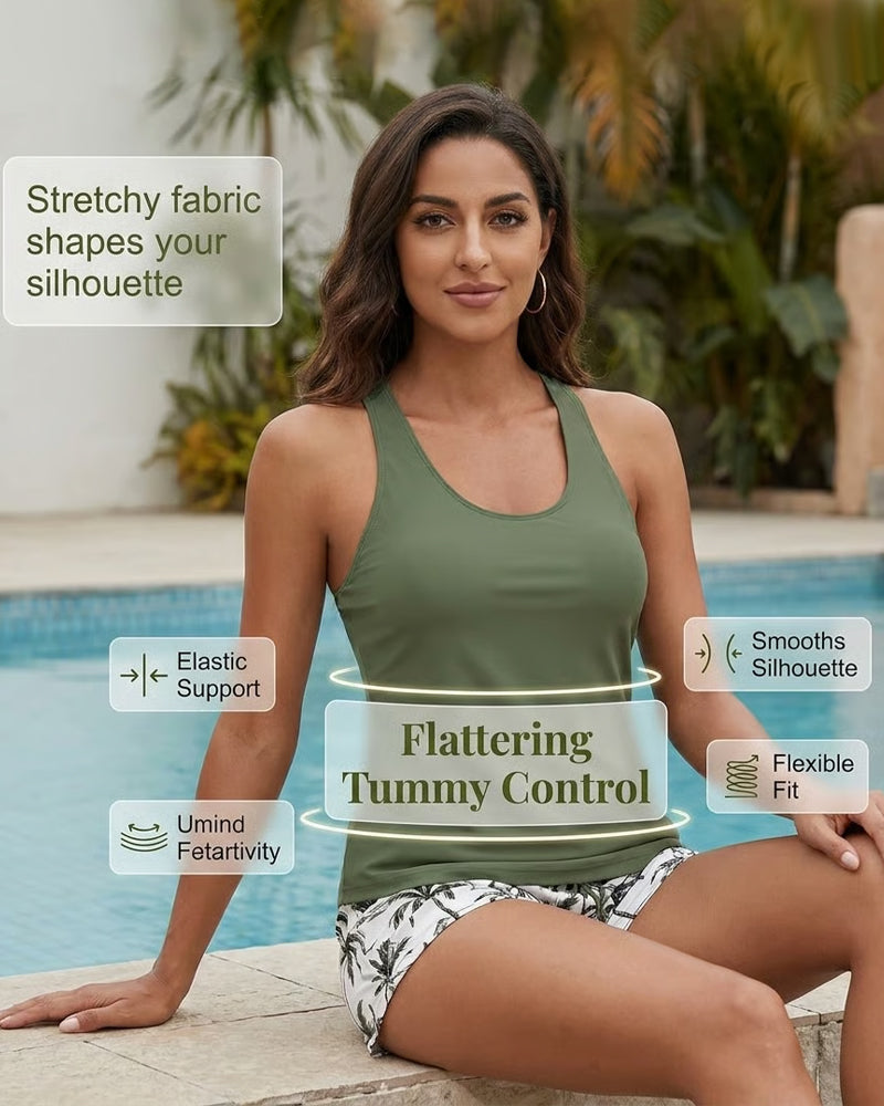 Maren | Tre Delar Tankini-Bikini och Överdrag Set