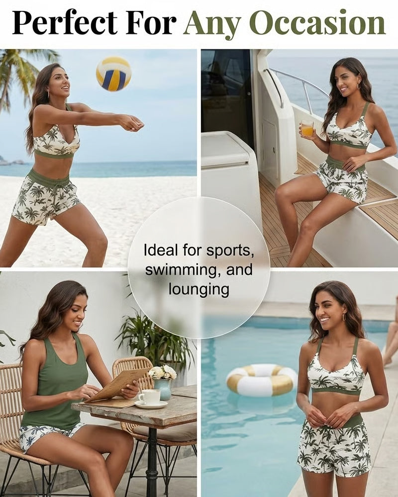 Maren | Tre Delar Tankini-Bikini och Överdrag Set
